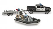 Bruder 02507 RAM 2500 Polizei Pickup mit Licht und Sound Anhanger Boot und 2 Figuren 02507 Полицейский пикап RAM 2500 со световым и звуковым прицепом
