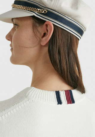 Tommy Hilfiger INTARSIA CREW NECK  Jumper ecru ИНТАРСИЯ КРУГЛЫЙ ВЫРЕЗ Джемперы экрю