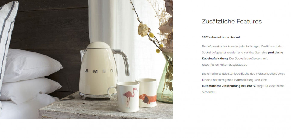 SMEG SMEG Wasserkocher SMEG Wasserkocher Edelstahl 1,7 L Fassung, 2400 W, Wasser Kocher, 2400,00 W, 360° Basis, BPA- Frei, elektrischer Чайник SMEG Чайник SMEG, нержавеющая сталь, емкость 1,7 л, 2400 Вт, водоварка, 2400,00 Вт, основание 360°, без BPA, эл