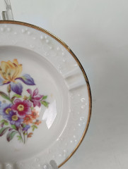 Пепельница винтажная Freiberger Porzellan / Коллекция Diamant, с цветочным декором, фарфор, 12.5 см, Германия, 1970-80гг.