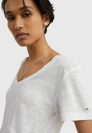 Tommy Hilfiger SLUB V-NECK Basic T-shirt th optic white SLUB V-NECK Базовая футболка й птический белый