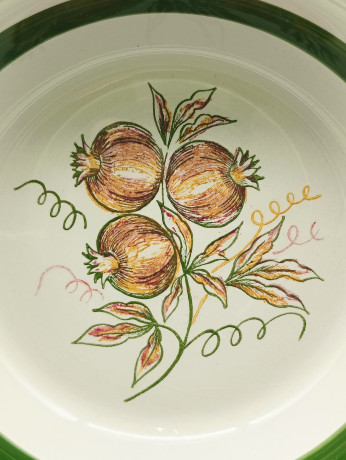 Тарелки сервировочные винтажные Wilhelmsburger "Гранат", 2 шт., фарфор, 20 и 17.5 см, Германия, 1960-70гг.