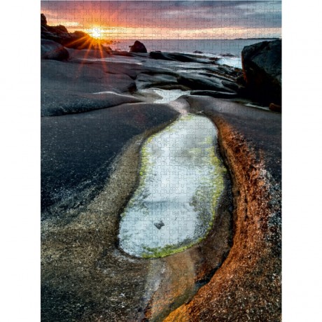 CALVENDO Puzzle CALVENDO Puzzle Strand im Sonnenuntergang bei Utakleiv (Lofoten) Пазл CALVENDO Puzzle пляж на закате возле Утаклева (Лофотенские острова)