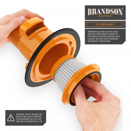 Brandson Brandson Akku-Handstaubsauger, 85 W, beutellos, Akku Handstaubsauger mit HEPA-Filter Beutellos  Беспроводной ручной пылесос Brandson 85 Вт Беспроводной ручной пылесос без мешка с HEPA-фильтром без мешка