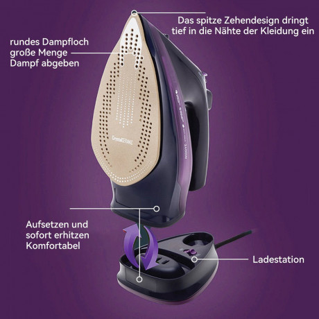 Hikeren Hikeren Dampfbugeleisen 2400 W Kabelloses Dampfbugeleisen, Kapazitat 360ML  Паровой утюг Hikeren, беспроводной паровой утюг мощностью 2400 Вт, емкость 360 мл.