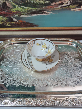 Чайная пара винтажная Winterling Marktleuthen Bavaria с желтым цветком, фарфор, Германия, 1960-1970гг.