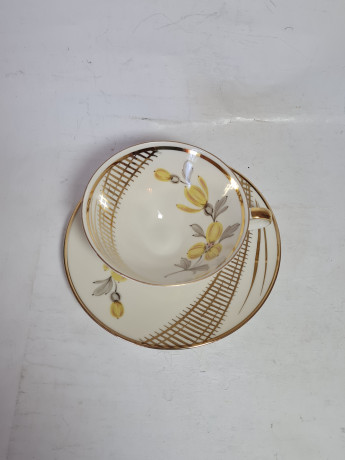 Чайная пара винтажная Winterling Marktleuthen Bavaria с желтым цветком, фарфор, Германия, 1960-1970гг.