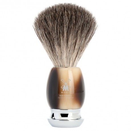 Muhle VIVO Rasierpinsel reines Dachshaar Griff Hornbraun  VIVO помазок для бритья из чистого волоса барсука рог коричневая ручка
