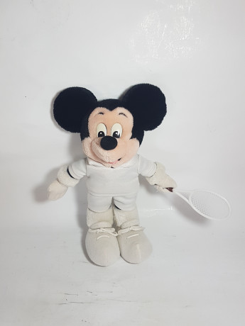 Игрушка мягкая винтажная Mickey Maus с теннисной ракеткой в белом костюме, 31 см, Германия, 1980-90гг.