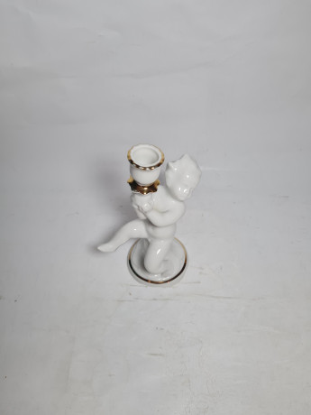 Подсвечник винтажный ARPO, в основании фигурка младенца, фарфор, 17 см, Румыния, 1960-70гг.