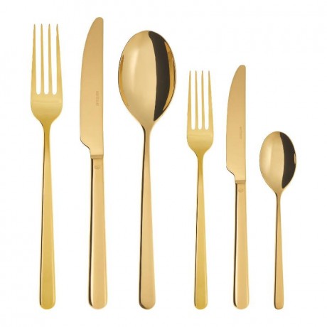 Sambonet Sambonet Linear - Edelstahl / PVD Gold Besteckset 36-tlg. Vollheft / Monoblock Sambonet Linear - набор столовых приборов из нержавеющей стали/золота с PVD-покрытием, 36 предм. Полный буклет/моноблок