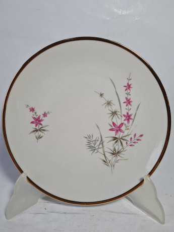 Чайное трио винтажное Bareuther Waldsassen Bavaria в бело-розовых тонах с растительным декором, фарфор, Германия, 1970-80гг.