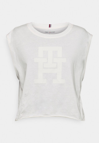 Tommy Hilfiger Print T-shirt weathered white футболка с принтом выветрившийся белый