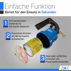 ZMC Gaskocher Gasbrenner Bunsenbrenner Lotlampe Gasanzunder Lotpistole, (2,2 kW Temperatur von bis zu 1200 ° C), Lotbrenner Kohleanzunder Flammspritzpistole Grillanzunder  Газовая плита ZMC, газовая горелка, горелка Бунзена, паяльная лампа, газовая зажига