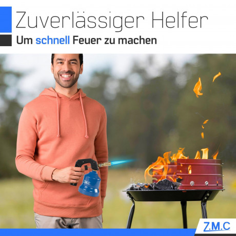 ZMC Gaskocher Gasbrenner Bunsenbrenner Lotlampe Gasanzunder Lotpistole, (2,2 kW Temperatur von bis zu 1200 ° C), Lotbrenner Kohleanzunder Flammspritzpistole Grillanzunder Газовая плита ZMC, газовая горелка, горелка Бунзена, паяльная лампа, газовая зажига