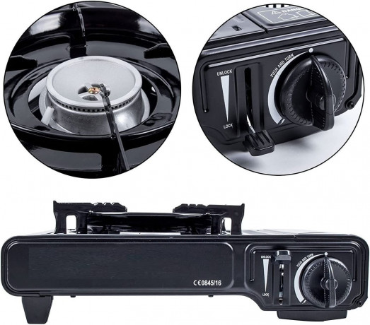 JUNG JUNG Gaskocher mobiler Campingkocher Gaskocher + 16 Kartuschen Gas, Autark verwendbar, (Gaskocher Notfall, Kartuschenkocher, Butangaskocher, praktischem Transportkoffer, erhitzen  aufwarmen Lebensmittel), mobiler Gaskocher, Outdoor geeignet Camping K