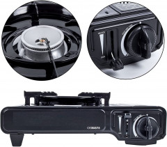 JUNG JUNG Gaskocher mobiler Campingkocher Gaskocher + 16 Kartuschen Gas, Autark verwendbar, (Gaskocher Notfall, Kartuschenkocher, Butangaskocher, praktischem Transportkoffer, erhitzen  aufwarmen Lebensmittel), mobiler Gaskocher, Outdoor geeignet Camping K