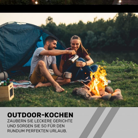 JUNG JUNG Gaskocher mobiler Campingkocher Gaskocher + 16 Kartuschen Gas, Autark verwendbar, (Gaskocher Notfall, Kartuschenkocher, Butangaskocher, praktischem Transportkoffer, erhitzen  aufwarmen Lebensmittel), mobiler Gaskocher, Outdoor geeignet Camping K