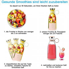 zggzerg zggzerg Smoothie-Maker Blender Smoothie Makers, 350ml Mini Jug Blenders Mit USB-Aufladung Rosa zggzerg Smoothie Maker Блендер Приспособления для приготовления смузи, мини-блендеры-кувшины емкостью 350 мл с зарядкой через USB