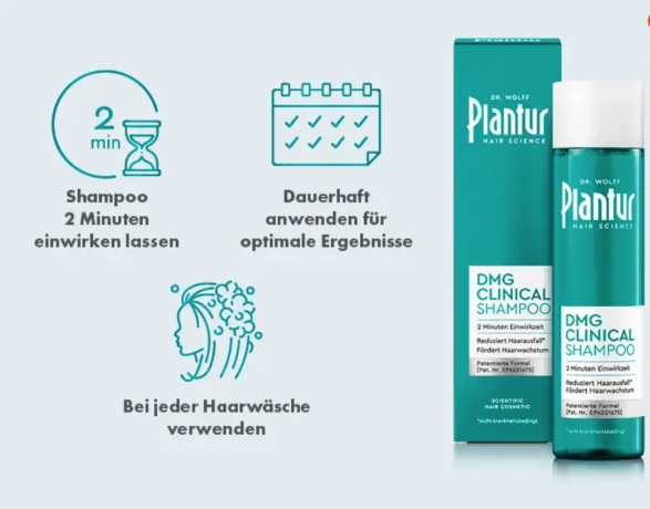 Plantur DMG Clinical Shampoo, Клинический шампунь Plantur DMG с кофеином и пантенолом, подходит для всех типов волос, 250мл