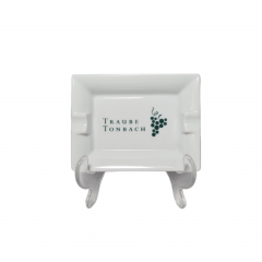 Пепельница винтажная Apilco Porcelain France, белый фарфор с изображением грозди винограда, 12 x 9 x 2 см, Франция, 1960-70гг.