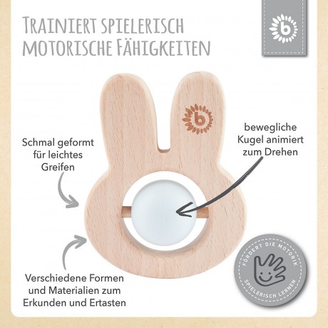 bieco Beissring Holz Natur Zahnungshilfe mit Silikon Kugeln Baby Greifling 7cm Beissringe Кольцо для прорезывания зубов