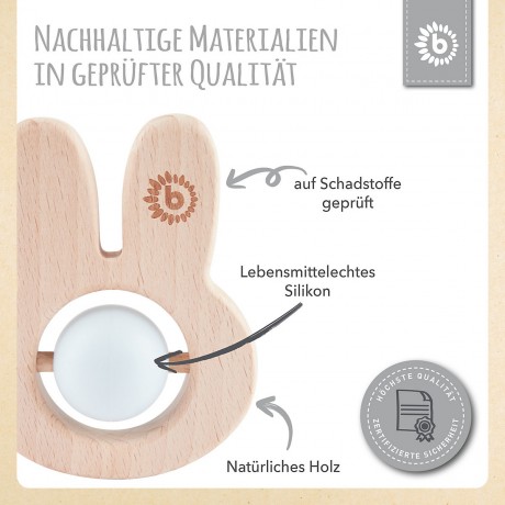 bieco Beissring Holz Natur Zahnungshilfe mit Silikon Kugeln Baby Greifling 7cm Beissringe Кольцо для прорезывания зубов