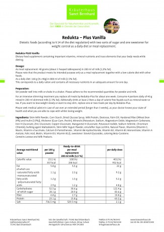 Krauterhaus Sanct Bernhardt Redukta-PLUS Vanilla 3x + 1 x Apple-fibre Chewable TabletsRedukta-PLUS Vanilla 3x + 1 x Apple-fibre Chewable Tablets