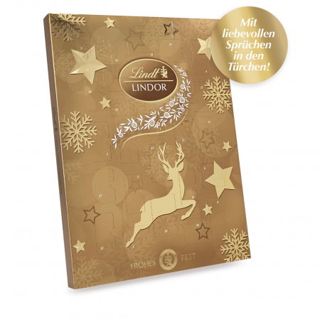 Lindt Lindor Adventskalender 290g, Линдт Линдор Адвент-календарь 2025, 24 сладких сюрприза, 48см х 36см,290 г