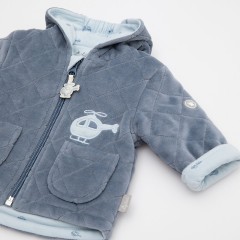 sigikid Baby wattierte Nickijacke mit Kapuze fur Jungen Детская пуховая велюровая куртка с капюшоном для мальчика