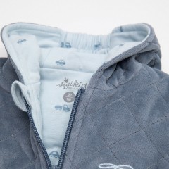 sigikid Baby wattierte Nickijacke mit Kapuze fur Jungen Детская пуховая велюровая куртка с капюшоном для мальчика