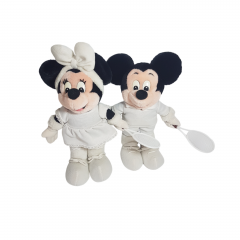 Игрушки мягкие винтажные Minney Maus &amp; Mickey Maus с теннисной ракеткой в белом, 31 и 33 см, Германия, 1980-90гг.