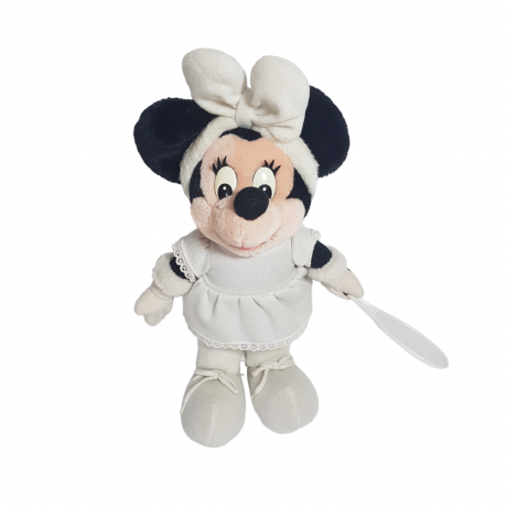 Игрушки мягкие винтажные Minney Maus & Mickey Maus с теннисной ракеткой в белом, 31 и 33 см, Германия, 1980-90гг.