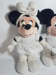 Игрушки мягкие винтажные Minney Maus &amp; Mickey Maus с теннисной ракеткой в белом, 31 и 33 см, Германия, 1980-90гг.