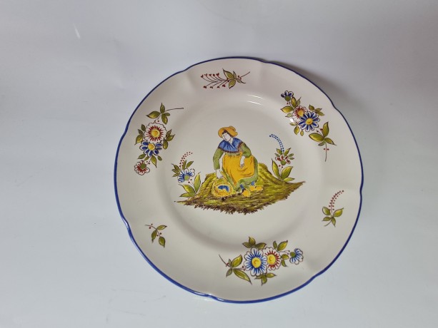 Sarreguemines Коллекционная керамическая тарелка, 24,5см, Франция 1920г.