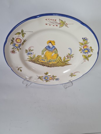 Sarreguemines Коллекционная керамическая тарелка, 24,5см, Франция 1920г.