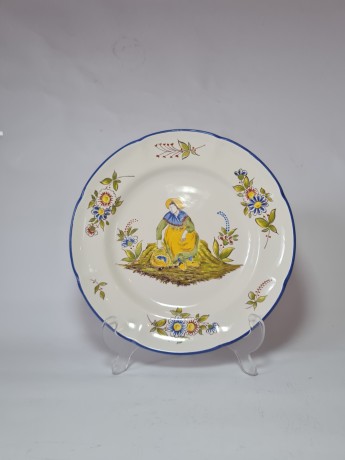 Sarreguemines Коллекционная керамическая тарелка, 24,5см, Франция 1920г.