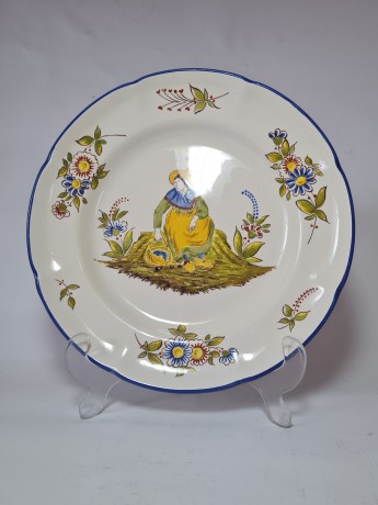 Sarreguemines Коллекционная керамическая тарелка, 24,5см, Франция 1920г.