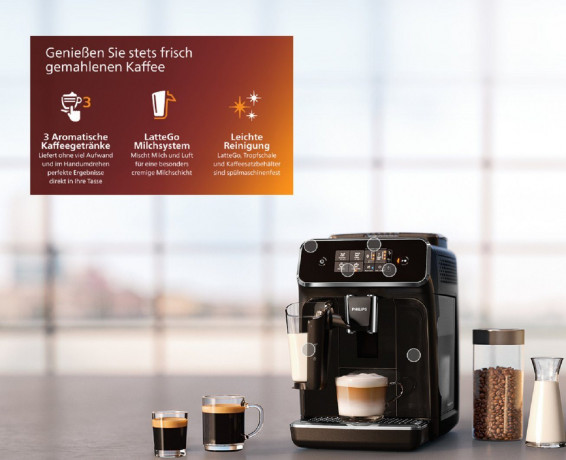 Philips Philips Kaffeevollautomat Series 2200 Kaffeevollautomat – LatteGo Milchsystem,3 Spezialitaten, Kaffeeautomat Cafemaschine Kaffeemaschine mi Mahlwerk Vollautomat Cafe  Полностью автоматическая кофемашина Philips Series 2200, полностью автоматическа