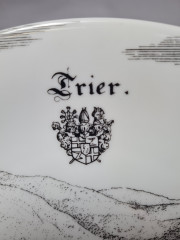 Altenkunststadt Декоративная квадратная тарелка в черно-белом цвете с изображением города Трир, 20 см, Германия, 1970-80гг.