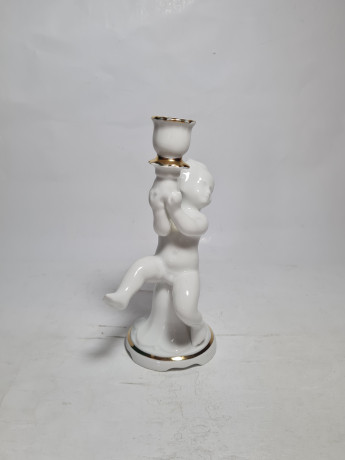 Подсвечник винтажный ARPO, в основании фигурка младенца, фарфор, 17 см, Румыния, 1960-70гг.