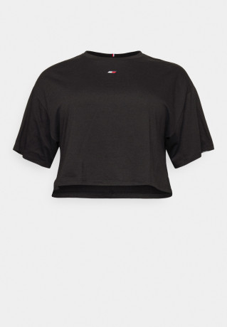 Tommy Hilfiger CRV ESSENTIALS RELAXED CROP TEE Basic T-shirt black CRV ESSENTIALS RELAXED CROP TEE Базовая футболка черный