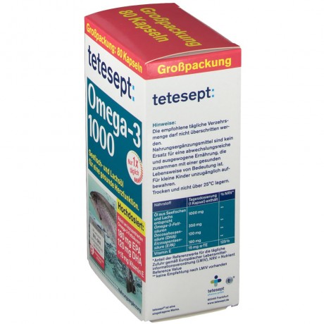 tetesept Omega-3 Lachsol 1000 80st, Омега-3 морской рыбы, 80 шт