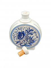 Фляга винтажная с пробкой Ulmer Keramik с изображением парусников, фарфор, 17.5 х 12 см, Германия, 1960-70гг.