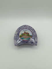 Шкатулка винтажная Grossbreitenbach "Альбрехтсбург" в форме подковы, в лавандовых тонах, фарфор, 9.5 см, Германия, 1960-70гг.