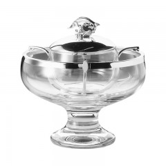Robbe &amp; Berking Robbe &amp; Berking Tafelgerate 925 Sterling Silber Kaviarschale aus Kristallglas mit Silberdeckel und Silberbeschlag d: 17 cm Посуда Robbe &amp;amp; Berking Серебряная икра 925 пробы из хрусталя с серебряной крышкой и серебряной фурнитурой d: 17