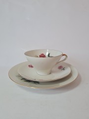 Чайное трио винтажное Z &amp; Co / Tirschenreuth Bavaria "Бело-красные полевые цветы", фарфор, Германия, 1960-70гг.