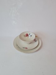  Чайное трио винтажное Z &amp; Co / Tirschenreuth Bavaria "Бело-красные полевые цветы", фарфор, Германия, 1960-70гг.