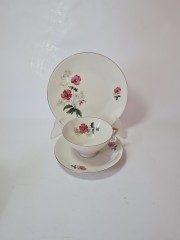  Чайное трио винтажное Z &amp; Co / Tirschenreuth Bavaria "Бело-красные полевые цветы", фарфор, Германия, 1960-70гг.