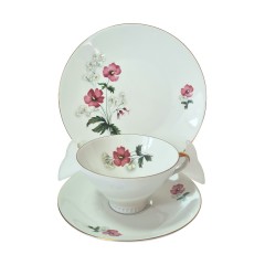  Чайное трио винтажное Z &amp; Co / Tirschenreuth Bavaria "Бело-красные полевые цветы", фарфор, Германия, 1960-70гг.